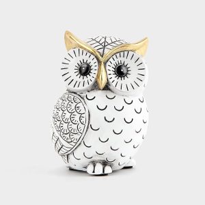 Owl Statue for Home Decor Accents,Owl Decor for Bookshelf Bedroom Living Room Office Table